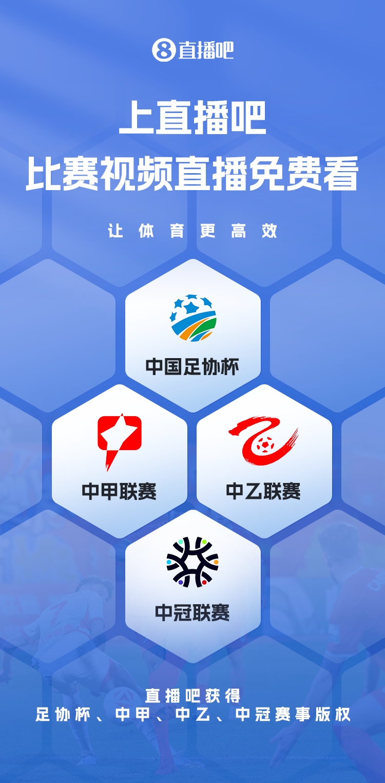 官宣！直播吧獲足協杯、中甲、中乙、中冠賽事版權，免費視頻直播