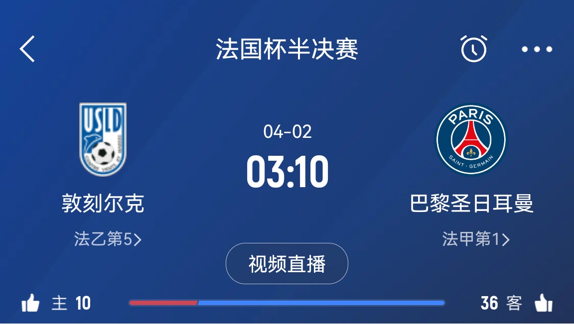 繼續(xù)大撤退？法國杯半決賽敦刻爾克挑戰(zhàn)巴黎，此前連續(xù)逆轉(zhuǎn)法甲隊